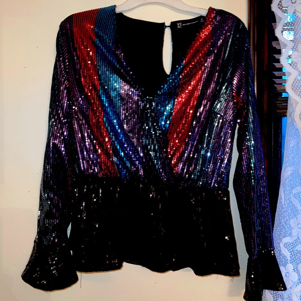 New York & Co. sequin multi colored blouse. Medium. Runs small. Gorgeous.